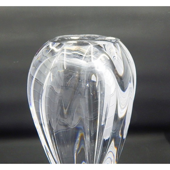 Orrefors Crystal Finger Swung Bud Vase Tulip Ribbed Melon Bulbous Signed - Picture 11 of 12